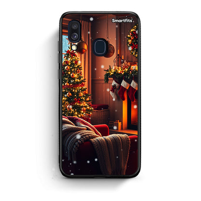 Samsung A40 Home For Christmas θήκη από τη Smartfits με σχέδιο στο πίσω μέρος και μαύρο περίβλημα | Smartphone case with colorful back and black bezels by Smartfits