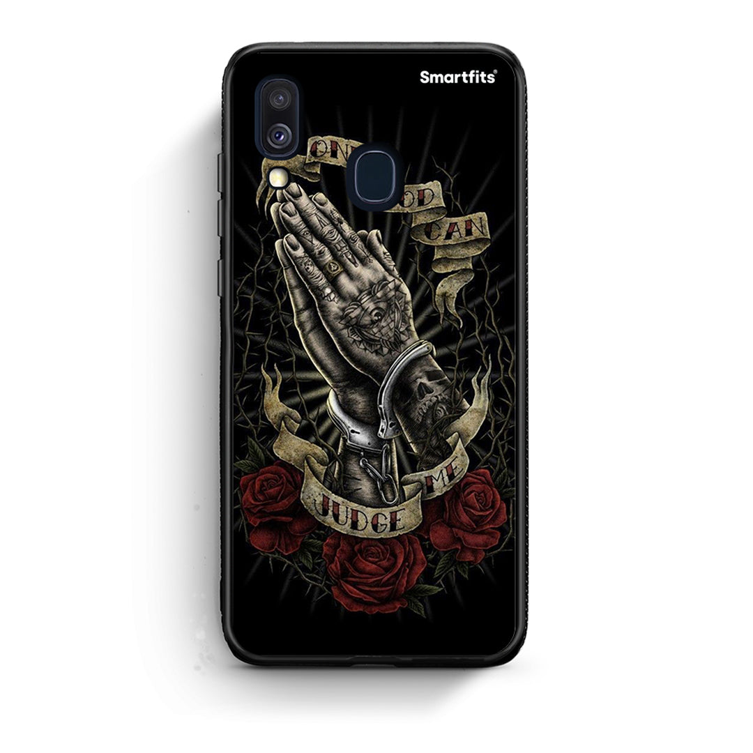 Samsung A40 Judge By God θήκη από τη Smartfits με σχέδιο στο πίσω μέρος και μαύρο περίβλημα | Smartphone case with colorful back and black bezels by Smartfits