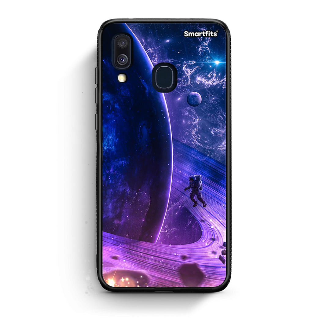 Samsung A40 Lost Astronaut θήκη από τη Smartfits με σχέδιο στο πίσω μέρος και μαύρο περίβλημα | Smartphone case with colorful back and black bezels by Smartfits