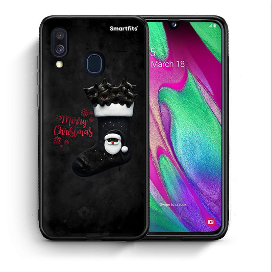 Θήκη Samsung A40 Merry Cat Christmas από τη Smartfits με σχέδιο στο πίσω μέρος και μαύρο περίβλημα | Samsung A40 Merry Cat Christmas case with colorful back and black bezels