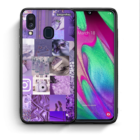 Θήκη Samsung A40 Purple Aesthetic Collage από τη Smartfits με σχέδιο στο πίσω μέρος και μαύρο περίβλημα | Samsung A40 Purple Aesthetic Collage case with colorful back and black bezels