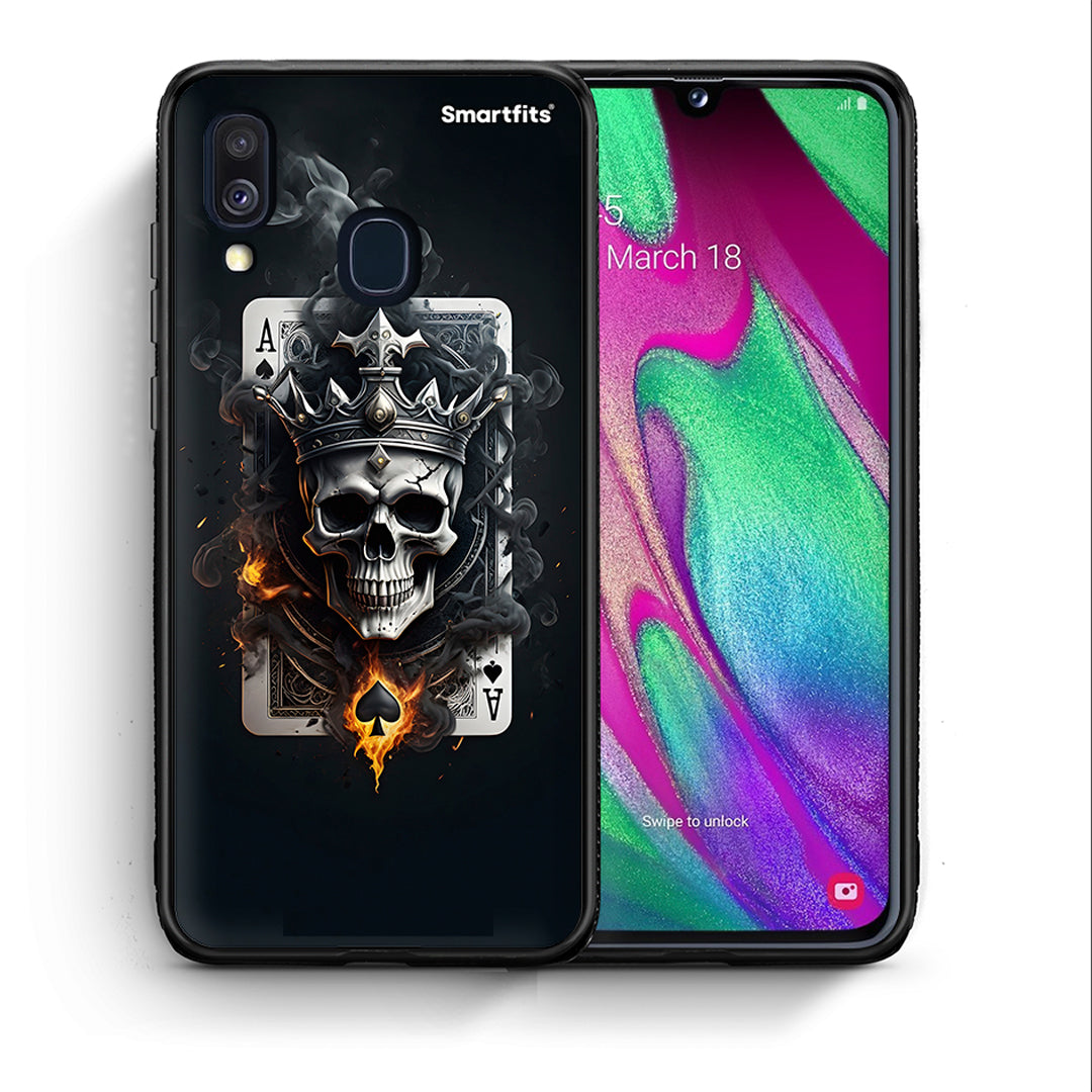 Θήκη Samsung A40 Skull King Ace από τη Smartfits με σχέδιο στο πίσω μέρος και μαύρο περίβλημα | Samsung A40 Skull King Ace case with colorful back and black bezels