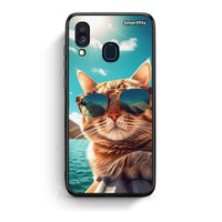Thumbnail for Samsung A40 Summer Cat θήκη από τη Smartfits με σχέδιο στο πίσω μέρος και μαύρο περίβλημα | Smartphone case with colorful back and black bezels by Smartfits