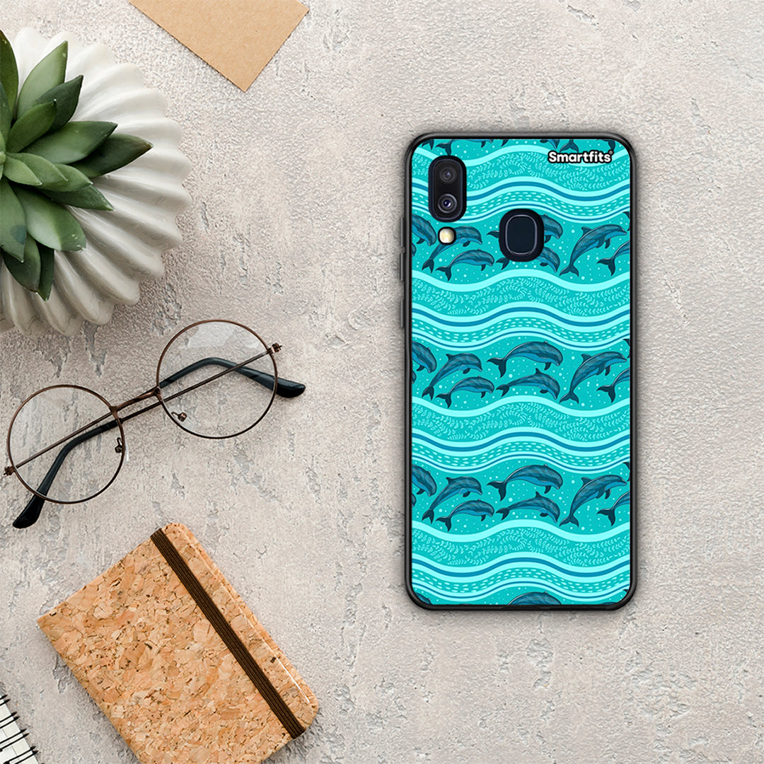 Swimming Dolphins - Samsung Galaxy A40 θήκη