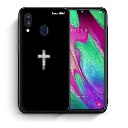 Θήκη Samsung A40 White Cross από τη Smartfits με σχέδιο στο πίσω μέρος και μαύρο περίβλημα | Samsung A40 White Cross case with colorful back and black bezels