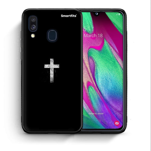 Θήκη Samsung A40 White Cross από τη Smartfits με σχέδιο στο πίσω μέρος και μαύρο περίβλημα | Samsung A40 White Cross case with colorful back and black bezels