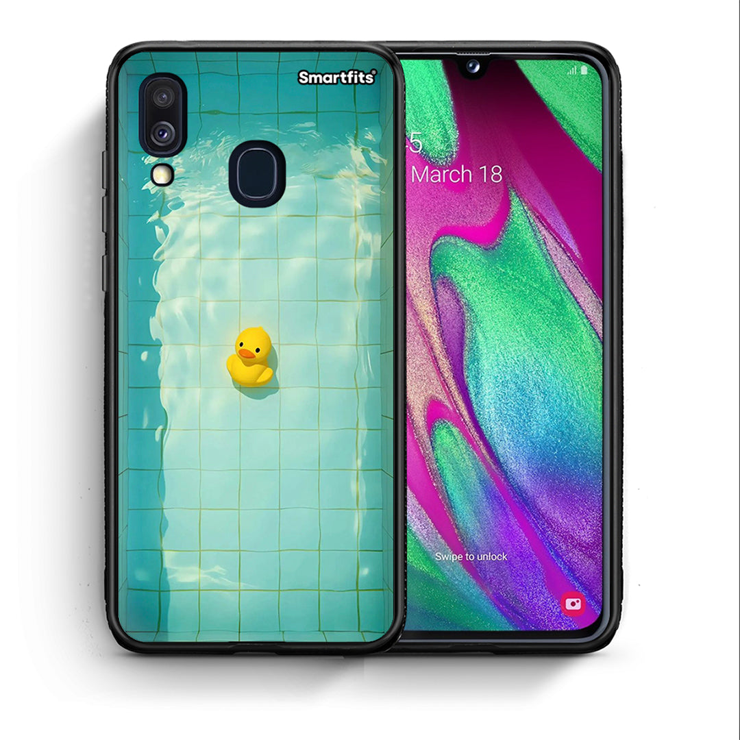 Θήκη Samsung A40 Yellow Duck από τη Smartfits με σχέδιο στο πίσω μέρος και μαύρο περίβλημα | Samsung A40 Yellow Duck case with colorful back and black bezels