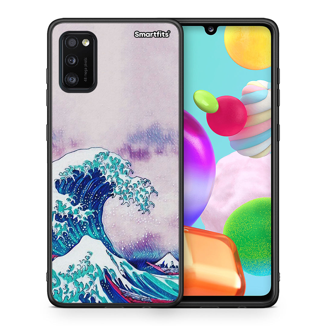 Θήκη Samsung A41 Blue Waves από τη Smartfits με σχέδιο στο πίσω μέρος και μαύρο περίβλημα | Samsung A41 Blue Waves case with colorful back and black bezels