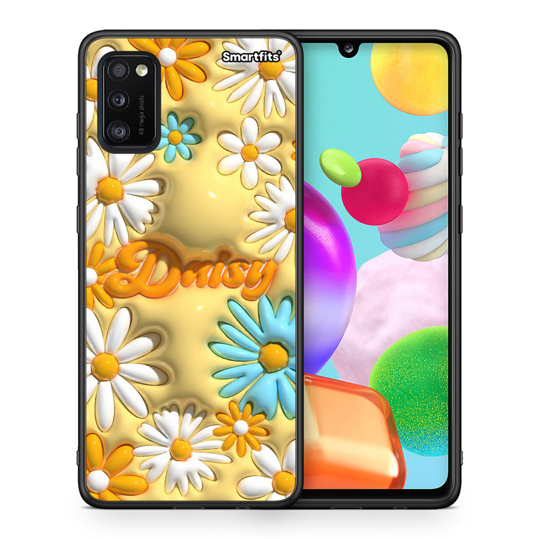 Θήκη Samsung A41 Bubble Daisies από τη Smartfits με σχέδιο στο πίσω μέρος και μαύρο περίβλημα | Samsung A41 Bubble Daisies case with colorful back and black bezels