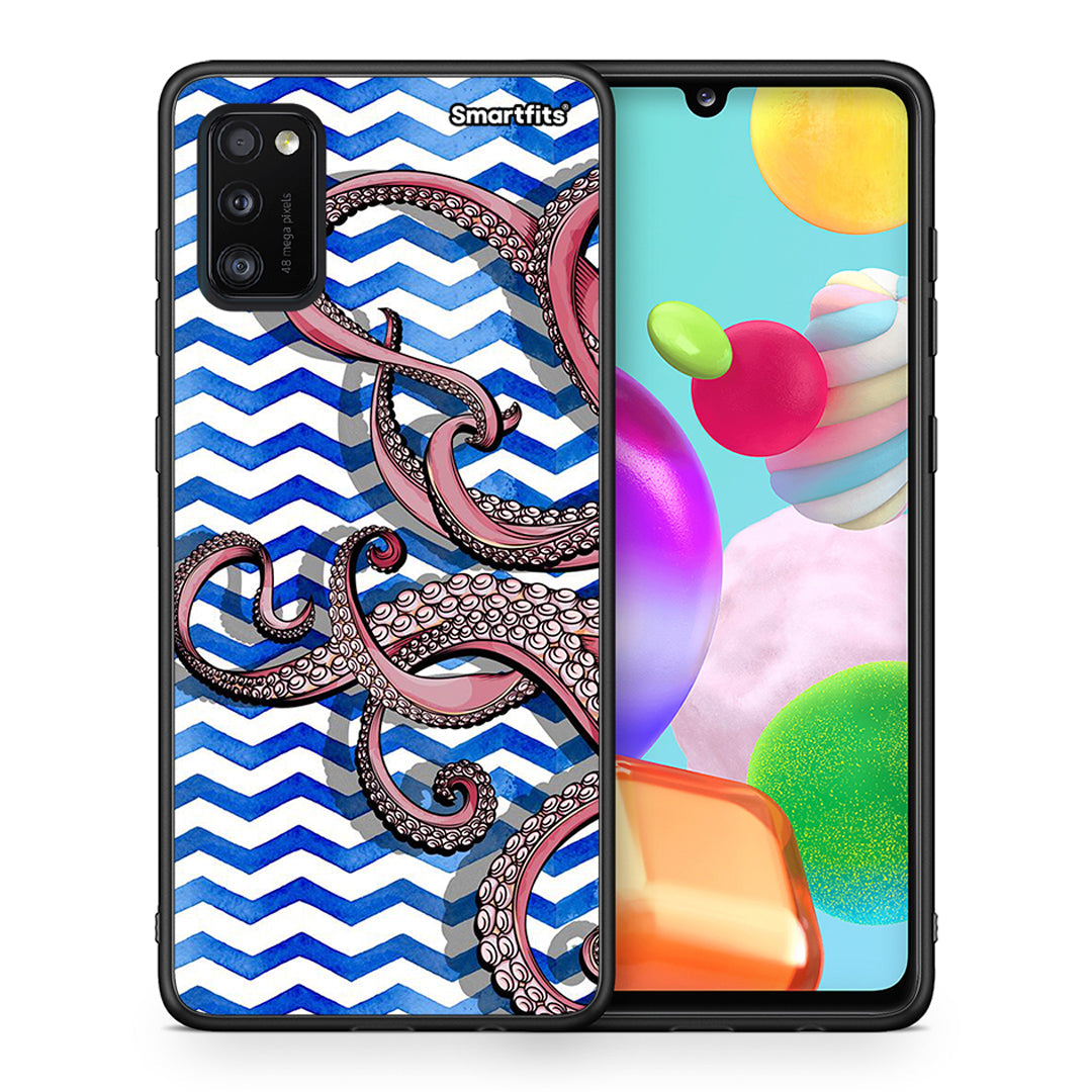 Θήκη Samsung A41 Chevron Devilfish από τη Smartfits με σχέδιο στο πίσω μέρος και μαύρο περίβλημα | Samsung A41 Chevron Devilfish case with colorful back and black bezels