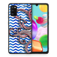 Thumbnail for Θήκη Samsung A41 Chevron Devilfish από τη Smartfits με σχέδιο στο πίσω μέρος και μαύρο περίβλημα | Samsung A41 Chevron Devilfish case with colorful back and black bezels