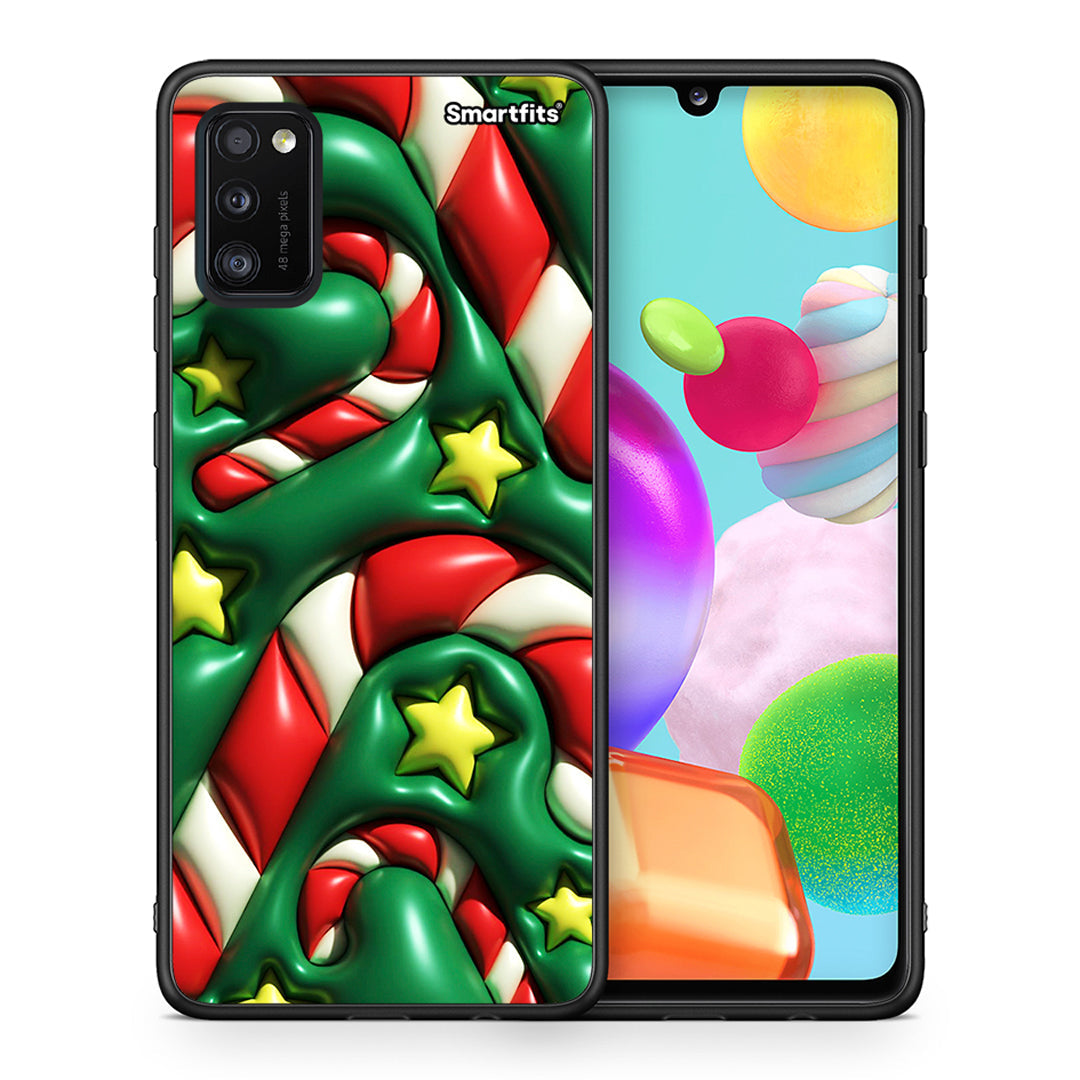 Θήκη Samsung A41 Christmas Bubbles από τη Smartfits με σχέδιο στο πίσω μέρος και μαύρο περίβλημα | Samsung A41 Christmas Bubbles case with colorful back and black bezels
