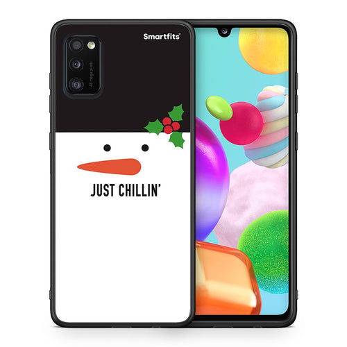 Θήκη Samsung A41 Christmas Chillin από τη Smartfits με σχέδιο στο πίσω μέρος και μαύρο περίβλημα | Samsung A41 Christmas Chillin case with colorful back and black bezels