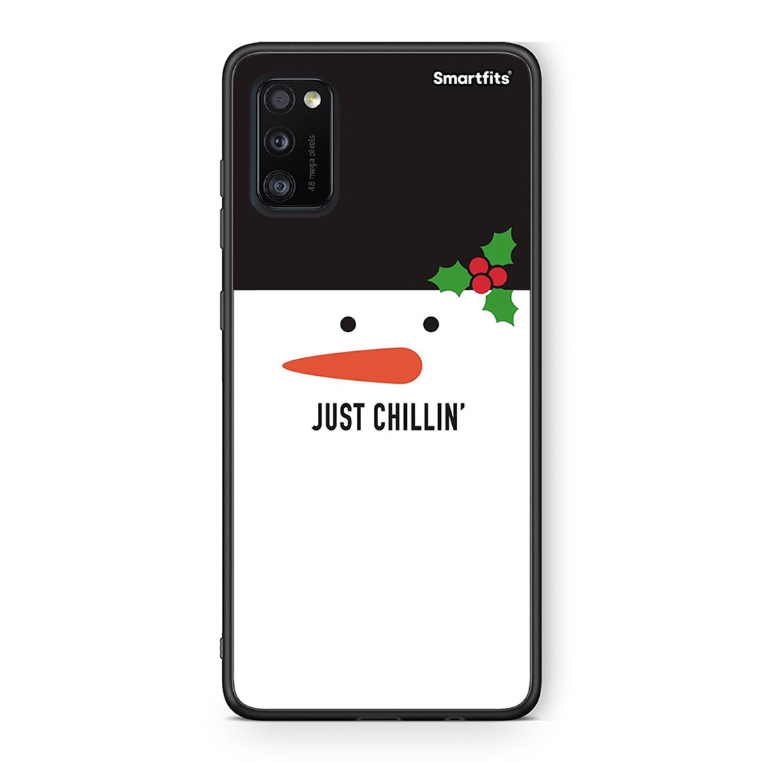 Samsung A41 Christmas Chillin θήκη από τη Smartfits με σχέδιο στο πίσω μέρος και μαύρο περίβλημα | Smartphone case with colorful back and black bezels by Smartfits