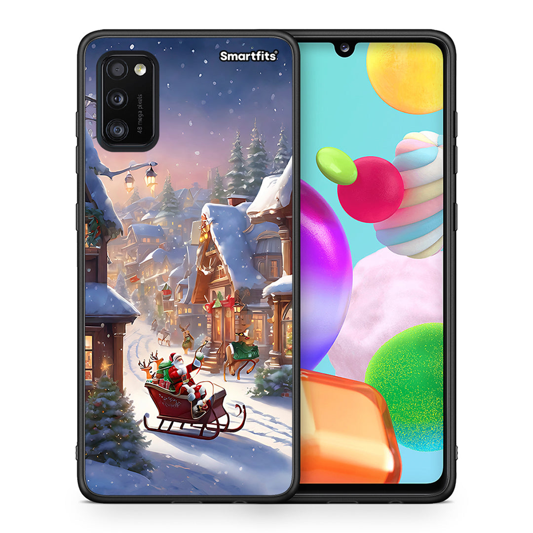 Θήκη Samsung A41 Christmas Snow από τη Smartfits με σχέδιο στο πίσω μέρος και μαύρο περίβλημα | Samsung A41 Christmas Snow case with colorful back and black bezels