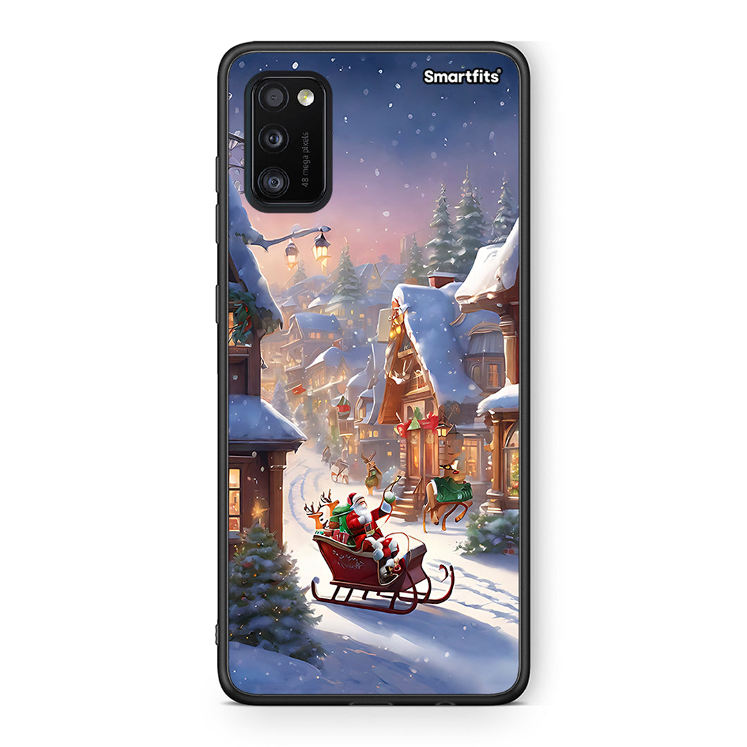 Samsung A41 Christmas Snow θήκη από τη Smartfits με σχέδιο στο πίσω μέρος και μαύρο περίβλημα | Smartphone case with colorful back and black bezels by Smartfits
