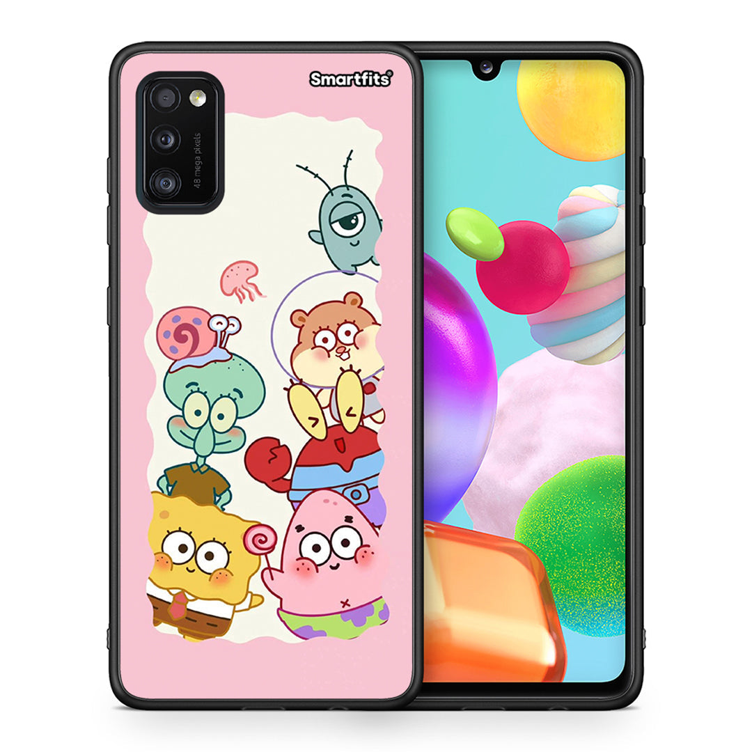 Θήκη Samsung A41 Cute Companion από τη Smartfits με σχέδιο στο πίσω μέρος και μαύρο περίβλημα | Samsung A41 Cute Companion case with colorful back and black bezels