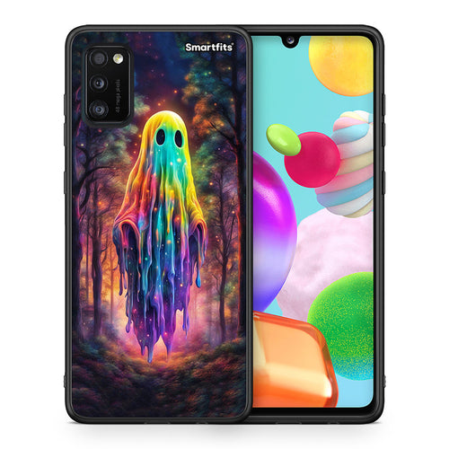 Θήκη Samsung A41 Halloween Ghost από τη Smartfits με σχέδιο στο πίσω μέρος και μαύρο περίβλημα | Samsung A41 Halloween Ghost case with colorful back and black bezels