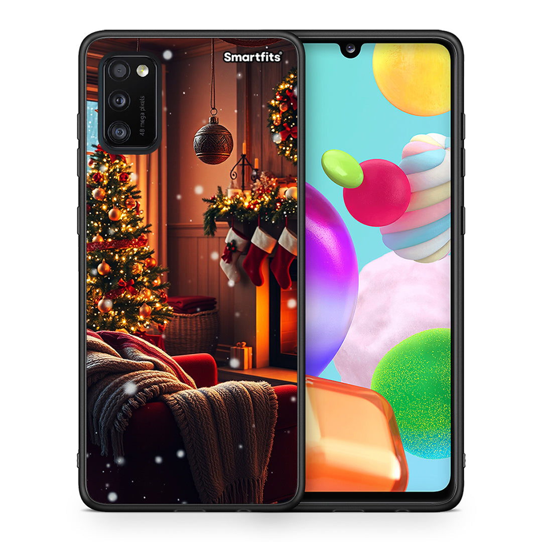 Θήκη Samsung A41 Home For Christmas από τη Smartfits με σχέδιο στο πίσω μέρος και μαύρο περίβλημα | Samsung A41 Home For Christmas case with colorful back and black bezels