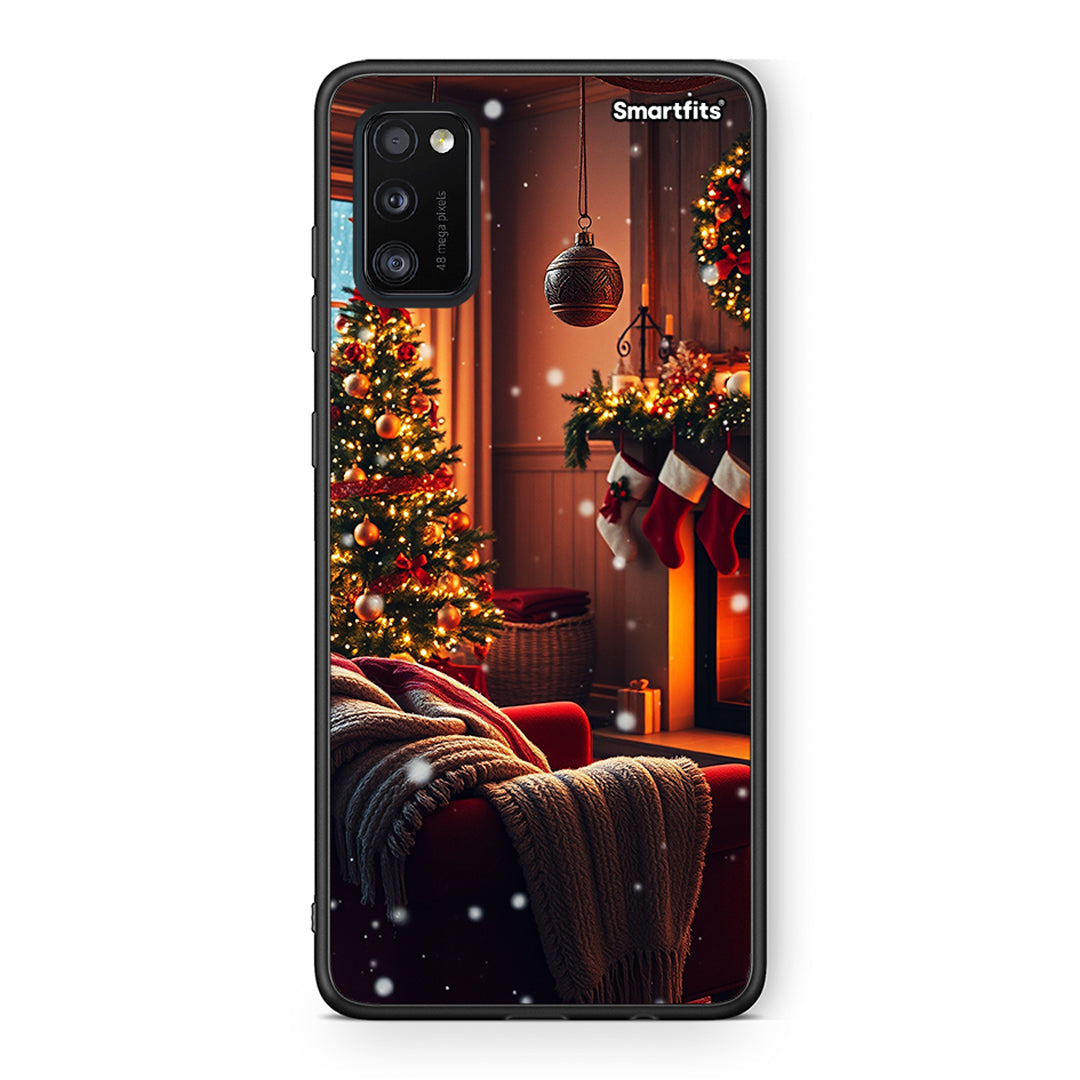 Samsung A41 Home For Christmas θήκη από τη Smartfits με σχέδιο στο πίσω μέρος και μαύρο περίβλημα | Smartphone case with colorful back and black bezels by Smartfits