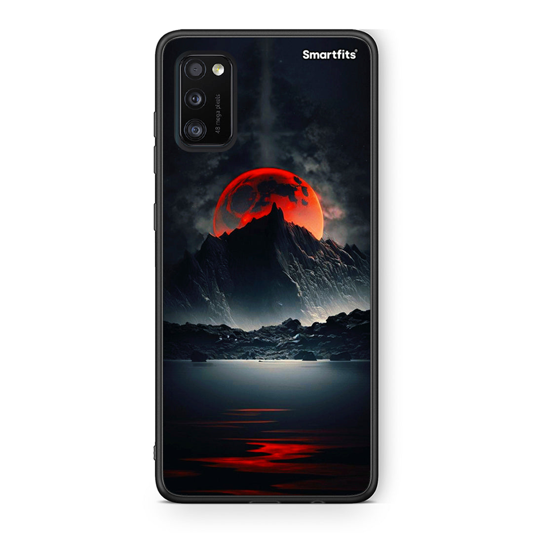 Samsung A41 Red Full Moon θήκη από τη Smartfits με σχέδιο στο πίσω μέρος και μαύρο περίβλημα | Smartphone case with colorful back and black bezels by Smartfits