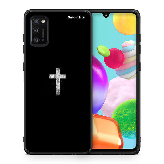 Θήκη Samsung A41 White Cross από τη Smartfits με σχέδιο στο πίσω μέρος και μαύρο περίβλημα | Samsung A41 White Cross case with colorful back and black bezels