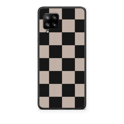 Θήκη Samsung Galaxy A42 Black and Taupe Striped Checks από τη Smartfits με σχέδιο στο πίσω μέρος και μαύρο περίβλημα | Samsung Galaxy A42 Black and Taupe Striped Checks case with colorful back and black bezels