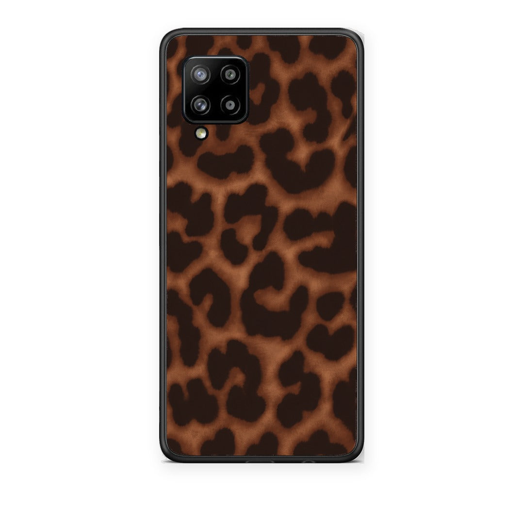 Θήκη Samsung Galaxy A42 Leopard Print Dark Brown από τη Smartfits με σχέδιο στο πίσω μέρος και μαύρο περίβλημα | Samsung Galaxy A42 Leopard Print Dark Brown case with colorful back and black bezels