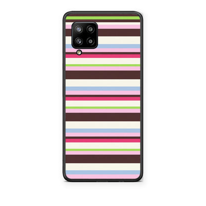 Θήκη Samsung Galaxy A42 Multicolour Horizontal Stripes από τη Smartfits με σχέδιο στο πίσω μέρος και μαύρο περίβλημα | Samsung Galaxy A42 Multicolour Horizontal Stripes case with colorful back and black bezels