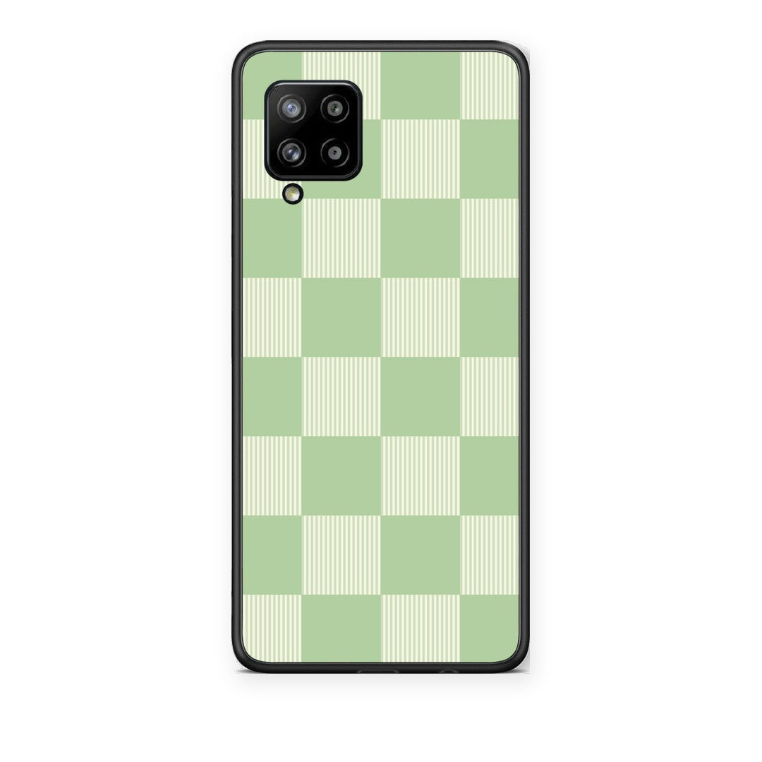 Θήκη Samsung Galaxy A42 Sage and Cream Striped Checks από τη Smartfits με σχέδιο στο πίσω μέρος και μαύρο περίβλημα | Samsung Galaxy A42 Sage and Cream Striped Checks case with colorful back and black bezels