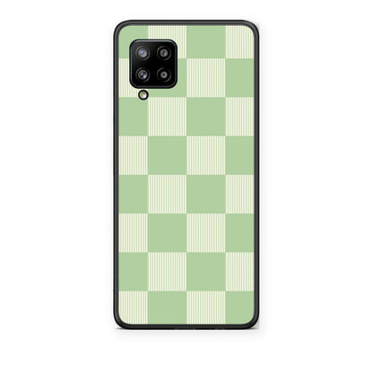 Θήκη Samsung Galaxy A42 Sage and Cream Striped Checks από τη Smartfits με σχέδιο στο πίσω μέρος και μαύρο περίβλημα | Samsung Galaxy A42 Sage and Cream Striped Checks case with colorful back and black bezels
