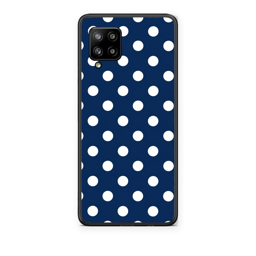 Θήκη Samsung Galaxy A42 White Large Polka Dots on Navy από τη Smartfits με σχέδιο στο πίσω μέρος και μαύρο περίβλημα | Samsung Galaxy A42 White Large Polka Dots on Navy case with colorful back and black bezels