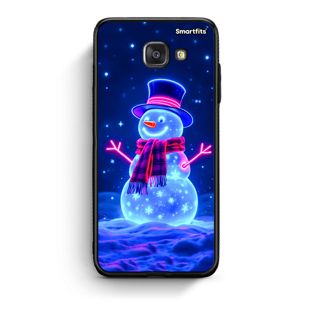 Samsung A5 2017 Christmas Neon Snowman θήκη από τη Smartfits με σχέδιο στο πίσω μέρος και μαύρο περίβλημα | Smartphone case with colorful back and black bezels by Smartfits