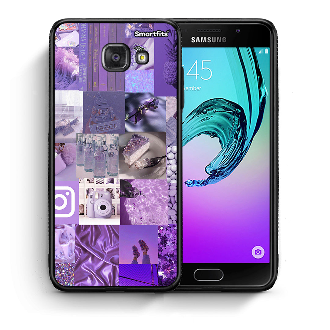 Θήκη Samsung A5 2017 Purple Aesthetic Collage από τη Smartfits με σχέδιο στο πίσω μέρος και μαύρο περίβλημα | Samsung A5 2017 Purple Aesthetic Collage case with colorful back and black bezels