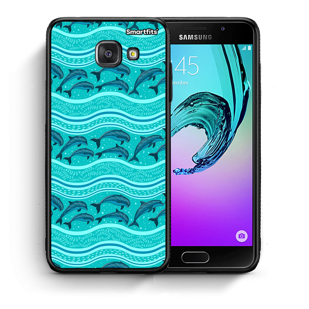 Θήκη Samsung A5 2017 Swimming Dolphins από τη Smartfits με σχέδιο στο πίσω μέρος και μαύρο περίβλημα | Samsung A5 2017 Swimming Dolphins case with colorful back and black bezels