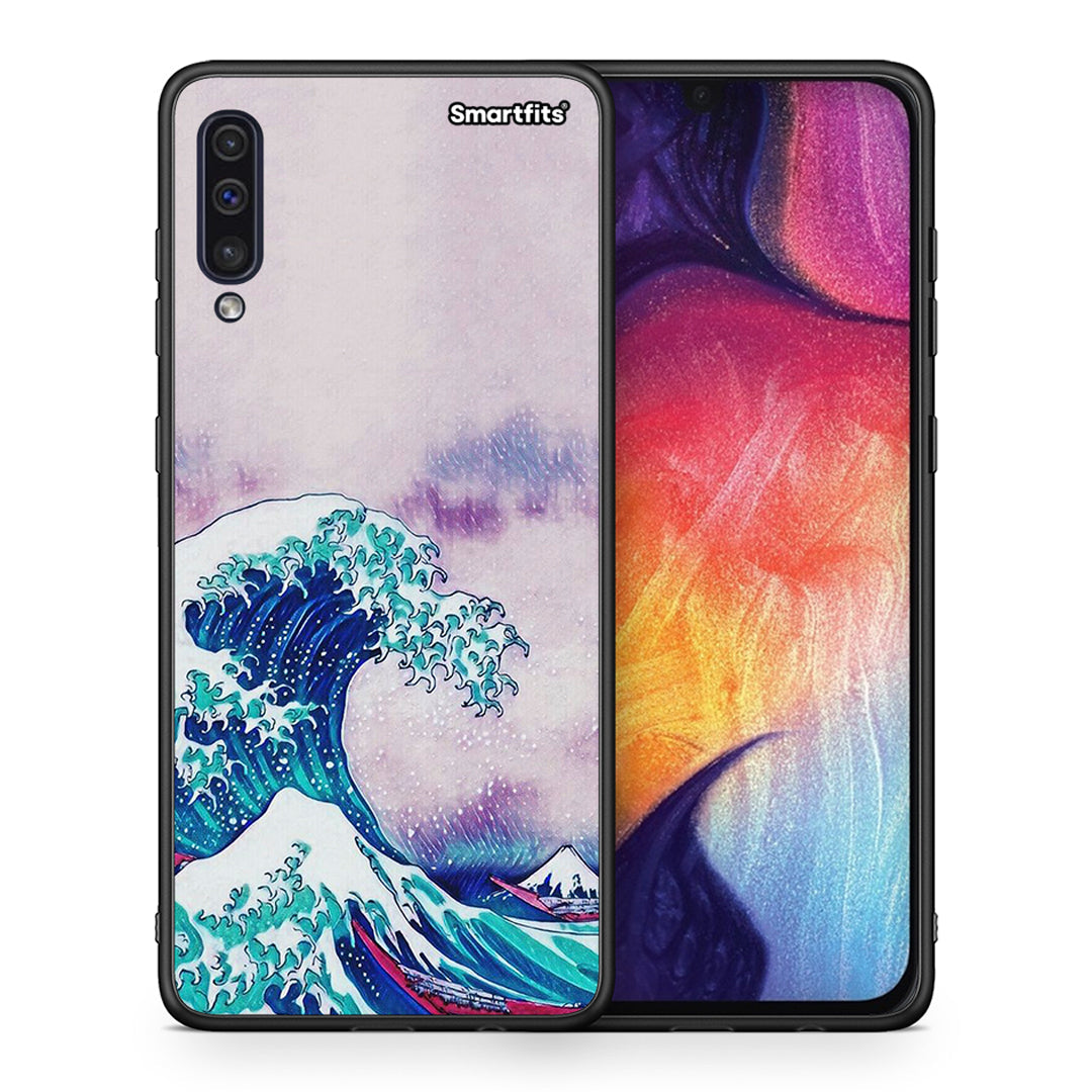 Θήκη Samsung A50/A30s Blue Waves από τη Smartfits με σχέδιο στο πίσω μέρος και μαύρο περίβλημα | Samsung A50/A30s Blue Waves case with colorful back and black bezels