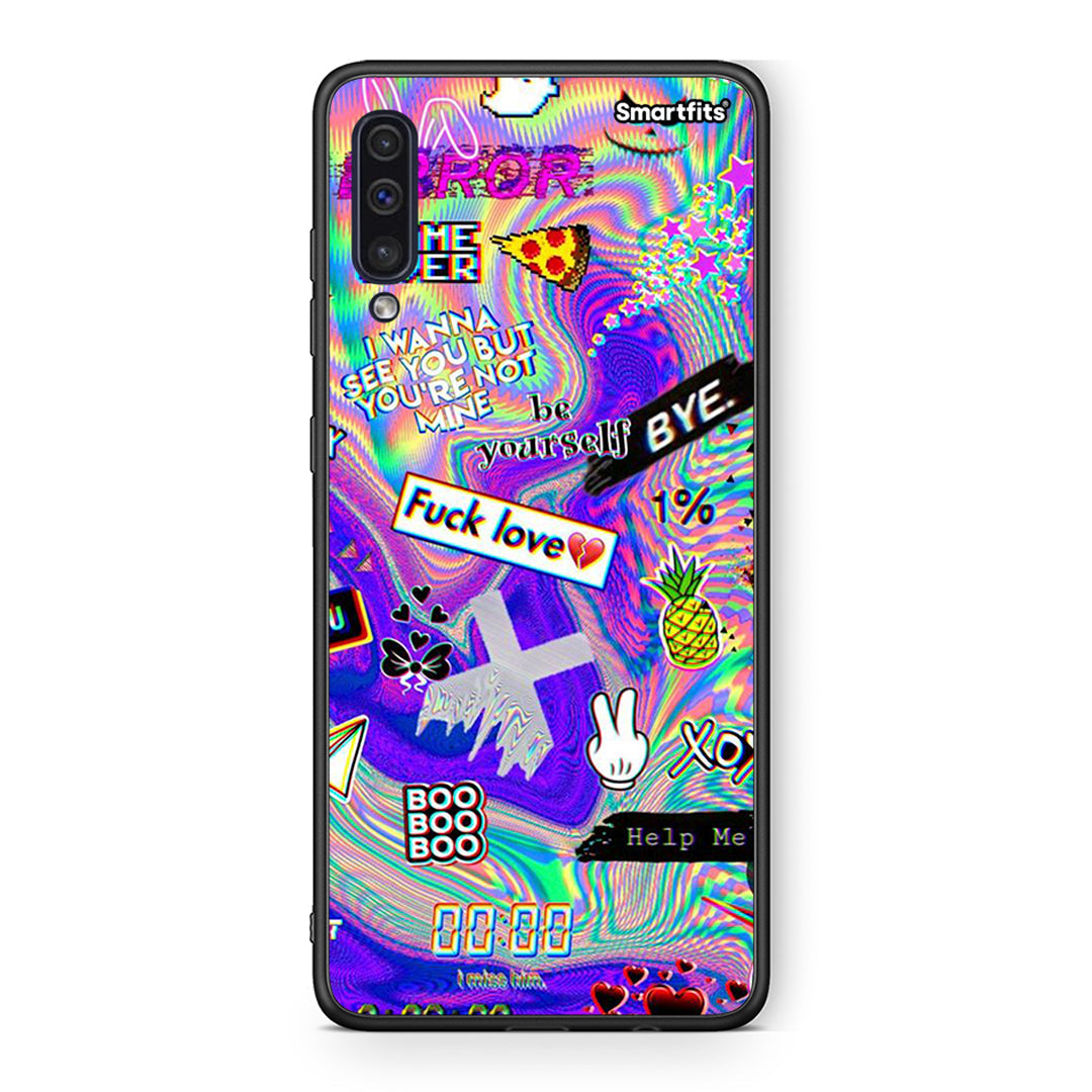 samsung a50 Game Over θήκη από τη Smartfits με σχέδιο στο πίσω μέρος και μαύρο περίβλημα | Smartphone case with colorful back and black bezels by Smartfits