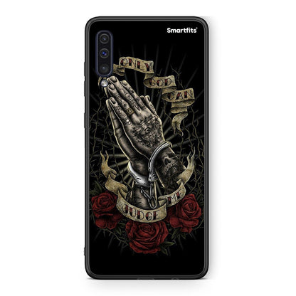 samsung a50 Judge By God θήκη από τη Smartfits με σχέδιο στο πίσω μέρος και μαύρο περίβλημα | Smartphone case with colorful back and black bezels by Smartfits