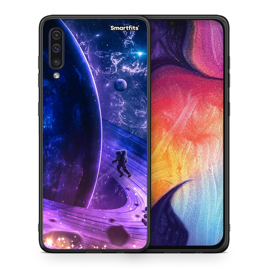 Θήκη Samsung A50/A30s Lost Astronaut από τη Smartfits με σχέδιο στο πίσω μέρος και μαύρο περίβλημα | Samsung A50/A30s Lost Astronaut case with colorful back and black bezels