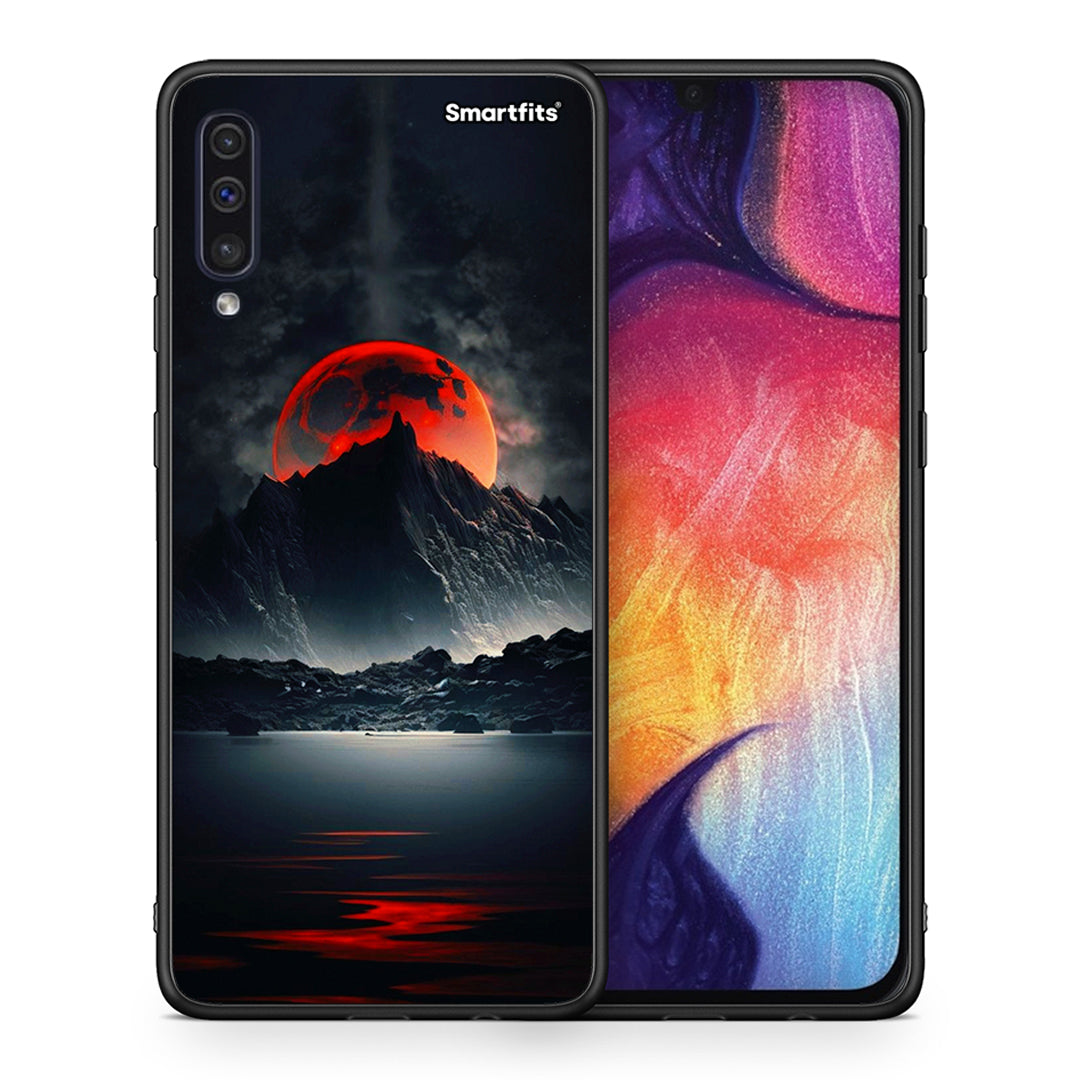 Θήκη Samsung A50/A30s Red Full Moon από τη Smartfits με σχέδιο στο πίσω μέρος και μαύρο περίβλημα | Samsung A50/A30s Red Full Moon case with colorful back and black bezels