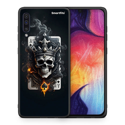 Θήκη Samsung A50/A30s Skull King Ace από τη Smartfits με σχέδιο στο πίσω μέρος και μαύρο περίβλημα | Samsung A50/A30s Skull King Ace case with colorful back and black bezels