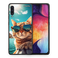 Thumbnail for Θήκη Samsung A50/A30s Summer Cat από τη Smartfits με σχέδιο στο πίσω μέρος και μαύρο περίβλημα | Samsung A50/A30s Summer Cat case with colorful back and black bezels