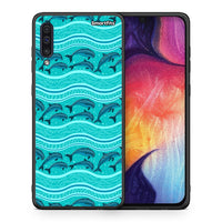 Thumbnail for Θήκη Samsung A50/A30s Swimming Dolphins από τη Smartfits με σχέδιο στο πίσω μέρος και μαύρο περίβλημα | Samsung A50/A30s Swimming Dolphins case with colorful back and black bezels