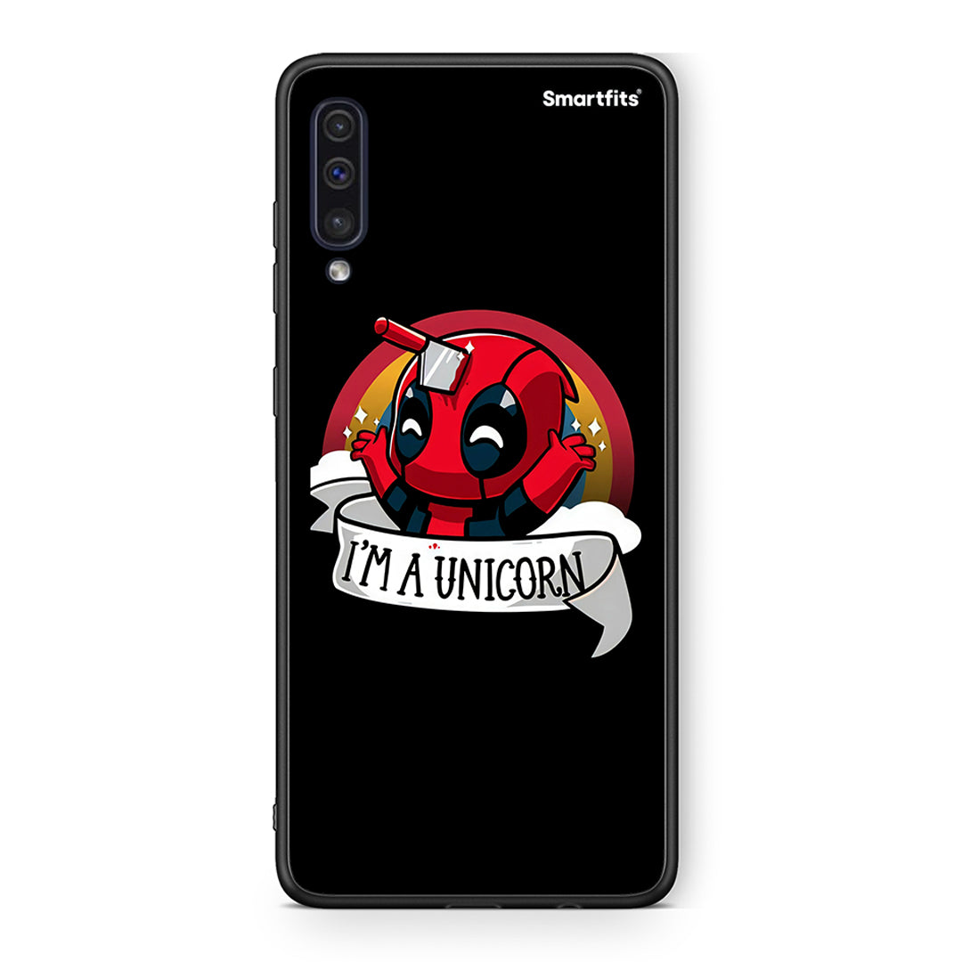 samsung a50 Unicorn Deadpool θήκη από τη Smartfits με σχέδιο στο πίσω μέρος και μαύρο περίβλημα | Smartphone case with colorful back and black bezels by Smartfits