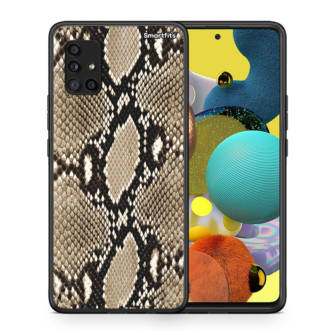 Θήκη Samsung Galaxy A51 5G Fashion Snake Animal από τη Smartfits με σχέδιο στο πίσω μέρος και μαύρο περίβλημα | Samsung Galaxy A51 5G Fashion Snake Animal case with colorful back and black bezels