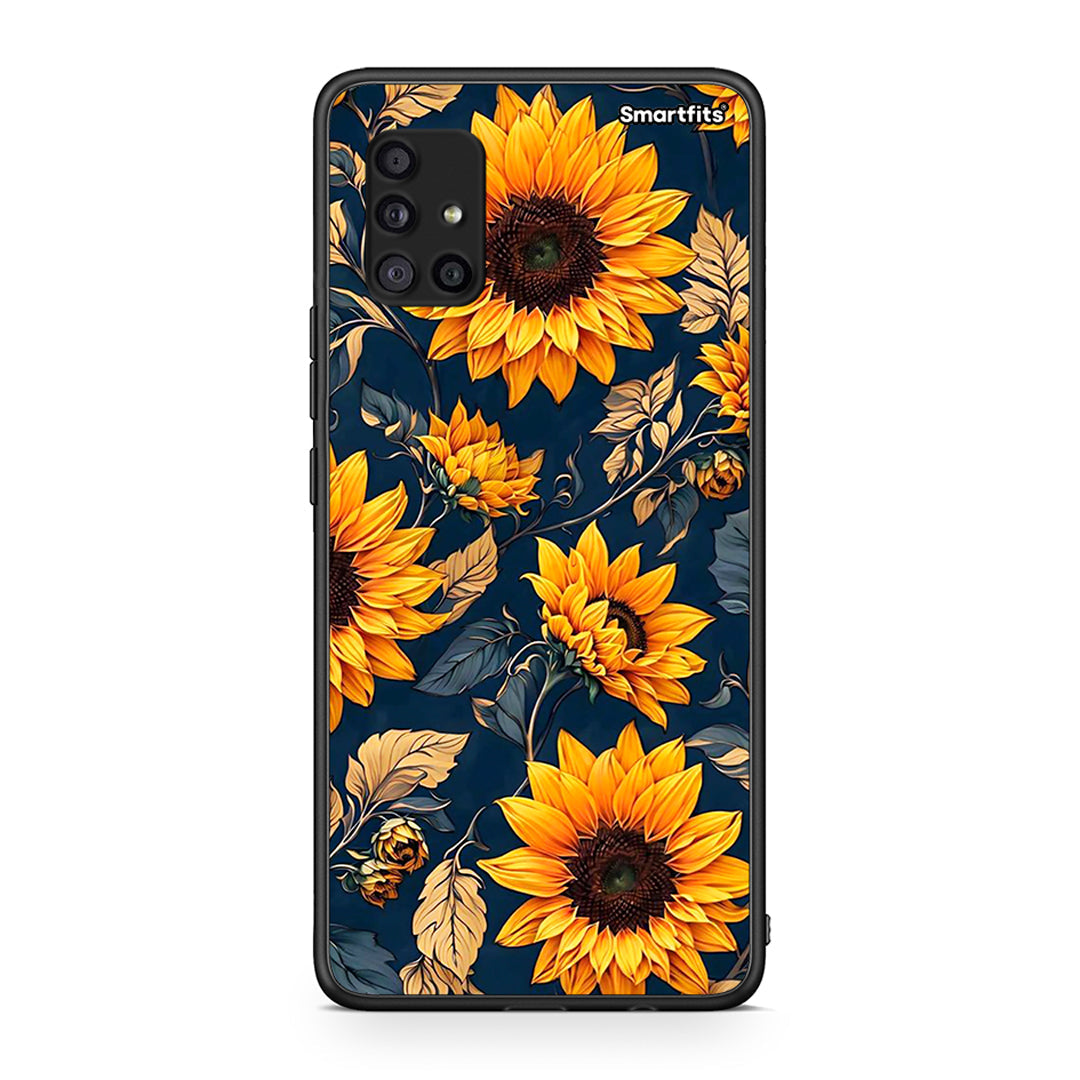 Samsung Galaxy A51 5G Autumn Sunflowers Θήκη από τη Smartfits με σχέδιο στο πίσω μέρος και μαύρο περίβλημα | Smartphone case with colorful back and black bezels by Smartfits