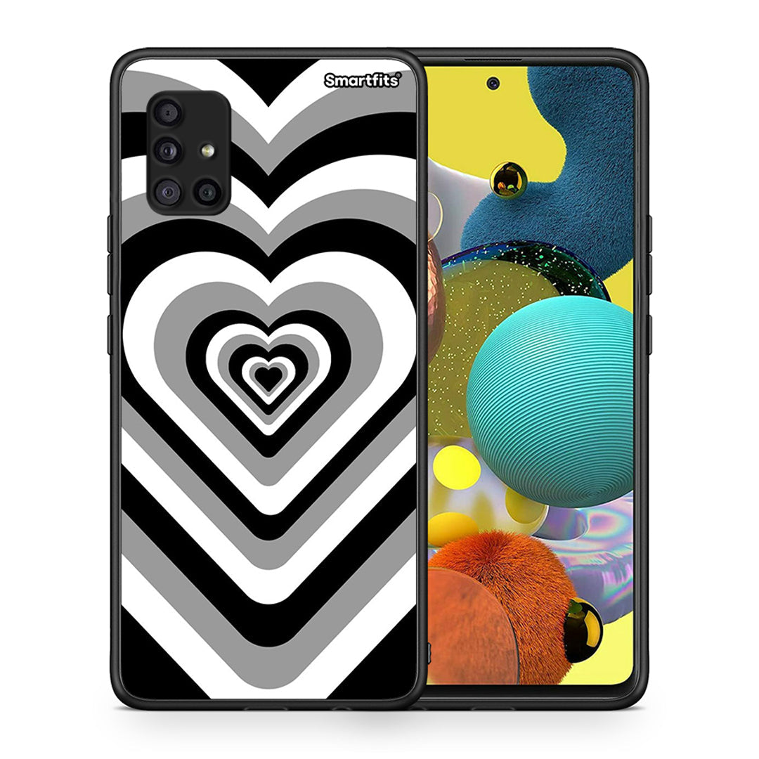 Θήκη Samsung Galaxy A51 5G Black Hearts από τη Smartfits με σχέδιο στο πίσω μέρος και μαύρο περίβλημα | Samsung Galaxy A51 5G Black Hearts case with colorful back and black bezels