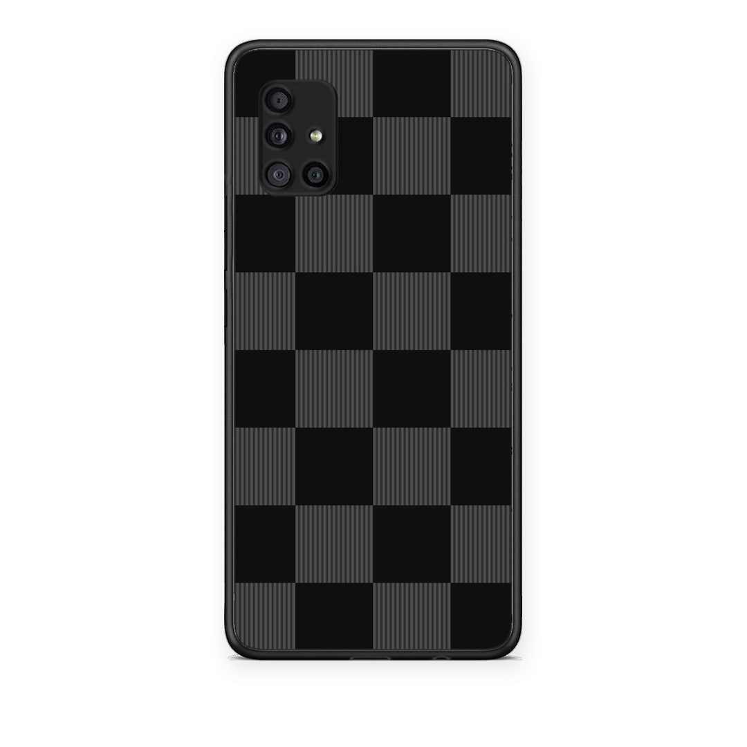 Θήκη Samsung Galaxy A51 5G Black and Charcoal Striped Checks από τη Smartfits με σχέδιο στο πίσω μέρος και μαύρο περίβλημα | Samsung Galaxy A51 5G Black and Charcoal Striped Checks case with colorful back and black bezels