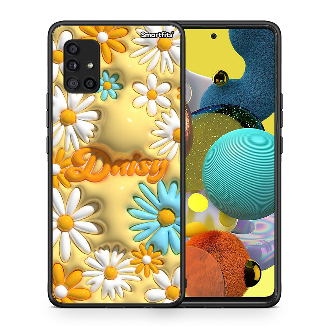 Θήκη Samsung Galaxy A51 5G Bubble Daisies από τη Smartfits με σχέδιο στο πίσω μέρος και μαύρο περίβλημα | Samsung Galaxy A51 5G Bubble Daisies case with colorful back and black bezels