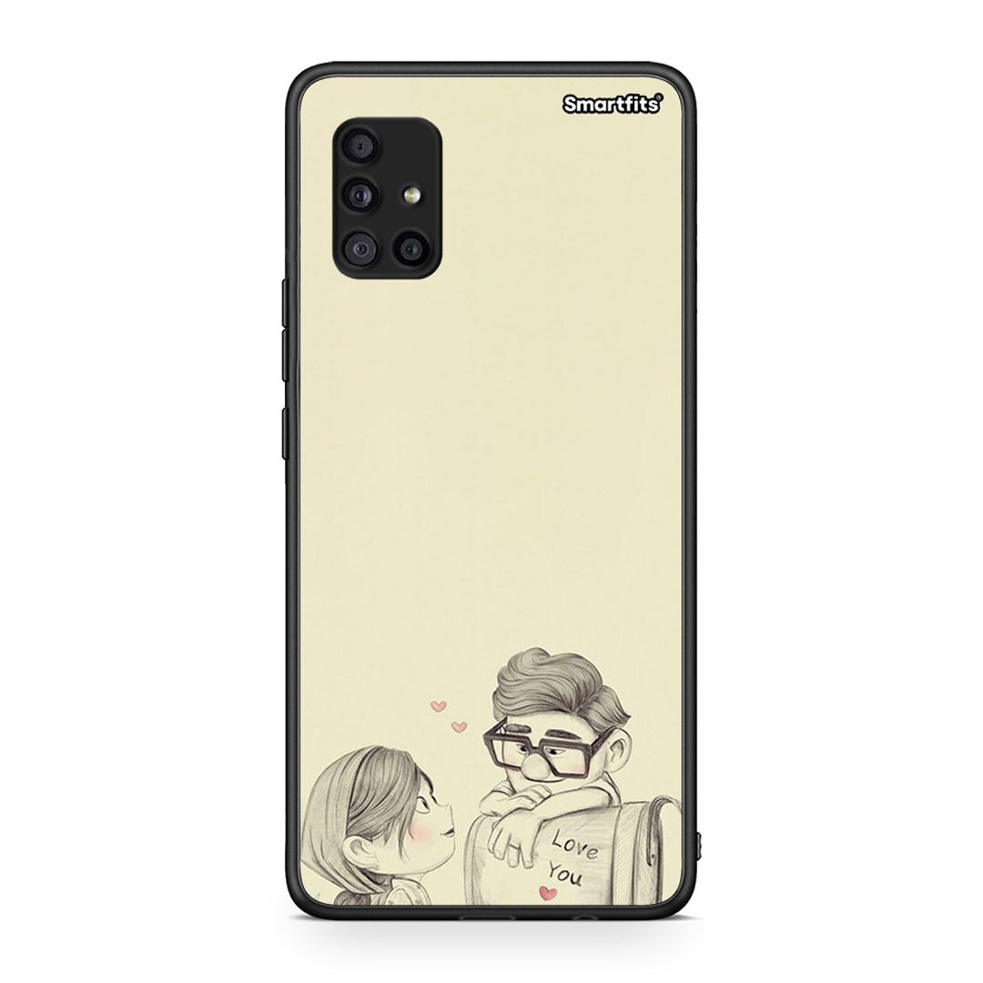 Samsung Galaxy A51 5G Carl And Ellie θήκη από τη Smartfits με σχέδιο στο πίσω μέρος και μαύρο περίβλημα | Smartphone case with colorful back and black bezels by Smartfits